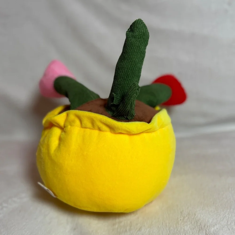 Cute Plush Tulip Plant in Yellow Duck Pot with Red Feet Soft - Lissidoll